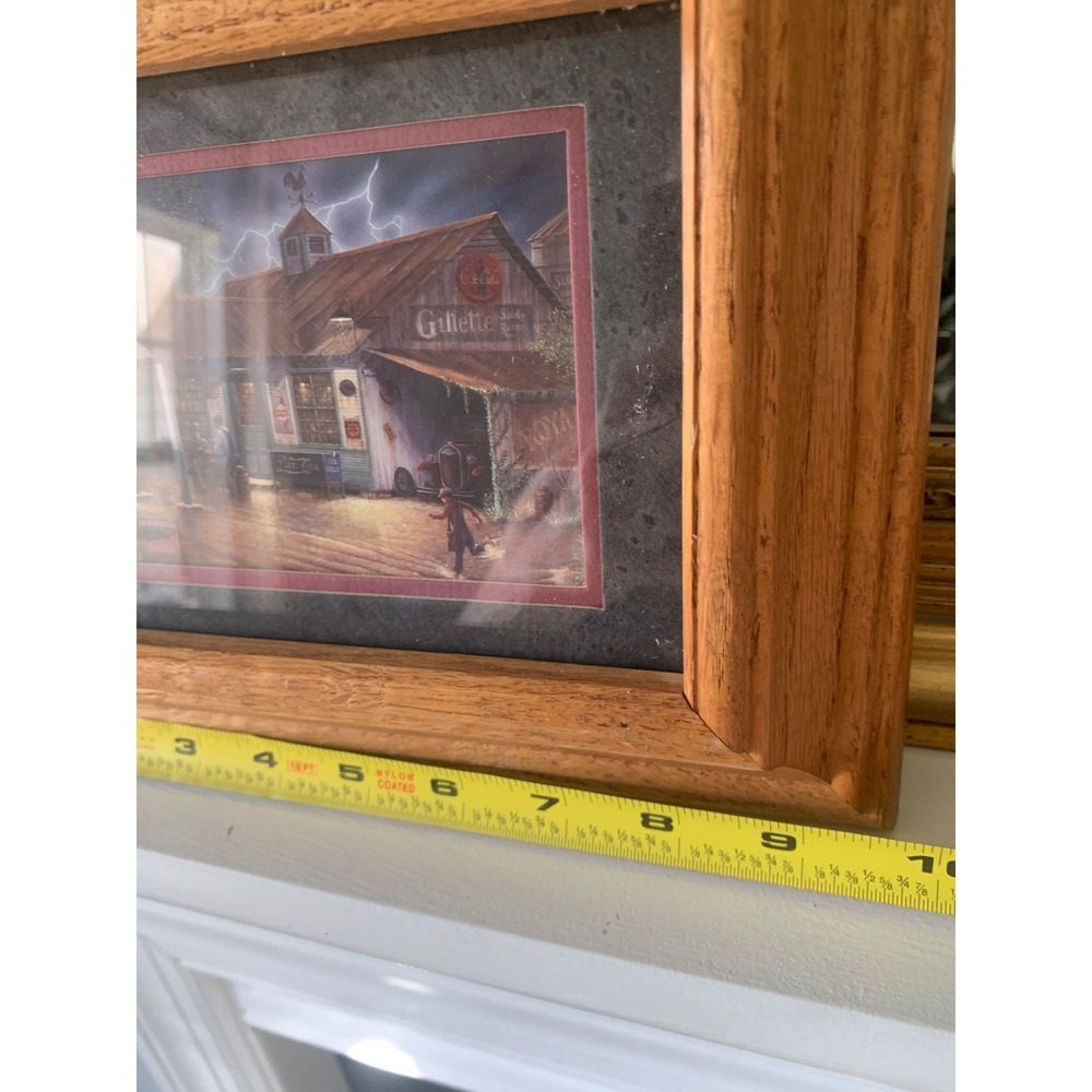 Vintage Americana General Store Framed Art Print Oak Wood Frame Coca-Cola Pepsi - Picture 4 of 7